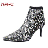 New Crystal Transparent High Heels Women's Sexy Pointed Mesh Large Shoes Style Versatile European and American