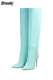 Women Knee High Boots Pointed Toe High Heel Ladies Shoes Party Shoes Stiletto Demonia Boots Stretch Cloth Boots For Women