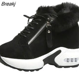 women's hidden heels plush warm winter sneakers casual ladies Side zipper high platform casual shoes woman