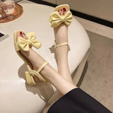 Solid Color Open-toe Sandals Women 2023 Summer New One-line Buckle Fashion Temperament Bow Knot Comfortable Women's