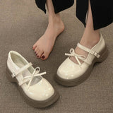 Chunky Platform Mary Jane Shoes for Women 2023 Autumn Patent Leather Pumps Woman Thick Bottom Bowknot Lolita Shoes