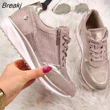 Women Casual Shoes 2020 New Fashion Wedge Flat Shoes Zipper Lace Up Comfortable Ladies Sneakers Female Vulcanized