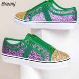 Women Sneakers Gold Glitter Spring Autumn Shinny Bling Fashion Casual Shoes Outdoor Glossy Flat Sneaker Plus Size Shoes