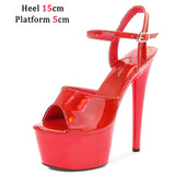 Dance Shoes Women Sexy Show Sandals 15 17 20CM High Heels Bright Color Platform Sandals Girls Shoe for Party Club