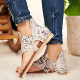 Women Sandals Open Toe Beach Shoe Retro Leopard Flip Flops Comfortable Soft Sole Roman Shoes for Women Casual Flat