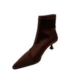 Women Boots High Heels Shoes Luxury Designer Boots-Women Stiletto Ankle Pointy Fashion Stockings Rubber 2024 Ladies Lace-Up