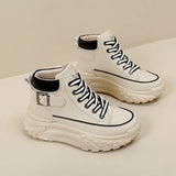Women High Top Boots 2024 Spring Lace-up Platform Sneakers Non-slip Sneakers Comfy Outdoor Running Shoes Casual Tenis De
