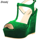Women's Open Toe Sandals High Wedge Sexy Club Heel Shoes Wedding shoes women sandals