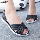 2023 Summer New Hollow Out Beach Shoes Fashion Outdoor Jelly Sandalias Mujer Flat Casual Comfortable Soft Sole Mom