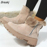 New Snow Boots Women Winter Plus Velvet Woman Shoes Warm Boots Thick Cotton Shoes Furry Black Women Boots Botas De