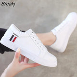 Women's Sneakers Spring Leather Light White Female Platform Vulcanized Shoes Autumn Casual Breathable Sports PU Flats Size