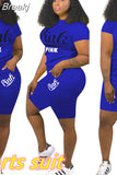 Summer Shorts Tracksuit Set Pink Letter Print Top Biker Shorts Suits Sport Casual Two Piece Set Bodycon Outfits