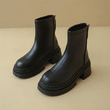And Winter 2025 New Korean Version Of The Zip Chain Thin Round Head Plus Velvet Cake Thick English Style Martin