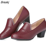 Spring Shoes Women Genuine Leather 2022 New Rhinestone Breathable Big Size Comfortable High Heels Shoes Women