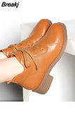 Style PU Leather Women Boots Flat Booties Soft Cowhide Women's Shoes Front Zip Ankle Boots zapatos