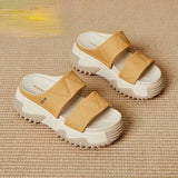 Leather Slippers Women New Indoor Outdoor Thick Sole Fashion Slippers Anti Slip Trend Flat Shoes Wear-resistant