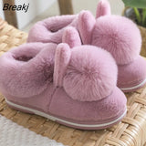 Slippers Women Cute Winter Warm Slipper Couple Indoor Home Plush Shoes Ladies Comfort Soft Shoes Women Rabbit