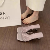 Breakj Women 2025 Summer New French Head Cross-Belt Bare Toe Fine And External Wearing Slippers