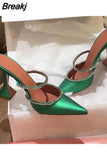Heels Woman Sandals Crystal PVC Women Pumps Summer Mules Ladies Slippers High Heels Slingback Party Dress Shoes