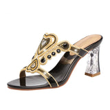 Women With Crystal High-Heeled Sandals Wear 2024 New Diamond Sandals In Summer. Roman Slippers Are