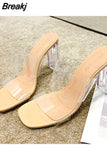 High Heels Women Square Toe Sandals Summer Shoes Woman Clear High Pumps Wedding Jelly Buty Damskie Heels