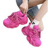 Breakj Broadcast Thick Platform Sports Shoes Female Breathable Net Cloth Dad Shoes Four Seasons Increased Comfortable Student