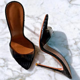 Transparent Shoes For Women's Sandals 2024 Summer Sexy Slippers Pointe Toe Thin Heels Stiletto Sandals Big Size Women