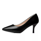 Single Shoes Simple Comfort Work Shoes Black High Heels Formal Wear Leather Shoes Sexy Small Size Women's Shoes