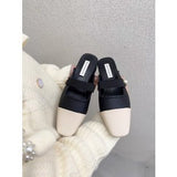 Style Fragrant Style Color Baotou Semi-Slippers Women Wear Lazy Shoes With Thick Heels Muller Shoes Without
