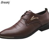 Men'S Leather Formal Shoes Lace Up Dress Shoes Oxfords Fashion Retro Shoes Elegant Work Footwear Men Dress Shoes