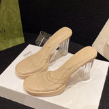 Women Pumps Sandals PVC Jelly Slippers Open Toe High Heels Women Transparent Perspex Slippers Shoes Heel Clear