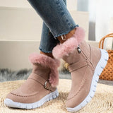 Women Fur Warm Chelsea Snow Boots Casual Shoes New Short Plush Suede Ankle Boots Flats Gladiator Sport Ladies Botas