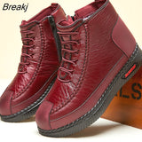 Women's Cotton Shoes with Velvet Padded Warm Cotton Boots, Mother's Shoes, Flat Heels and Casual Women's Cotton