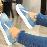 Women's Flat Shoes Fashionable Women's Casual Shoes Comfortable Denim Cnvas Shoes Lovers Casual Flat Shoes Sneakers Women