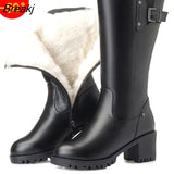 Plus Size 42 Boots Woman Women Winter Boots Vintage Round Toe Mid-heel Thick Heel Warm Knee Calf Mother Bota