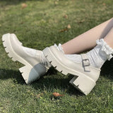 Spring Platform Leather Shoes Women Flats Casual Oxford Loafers Thick Bottom Ladies Wedge Lolita Shoes Mary Jane