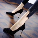 2023 New Korean Version Of High Heels 9 CM Women All-match Pointed Shallow Stiletto Black White Single Shoes Women