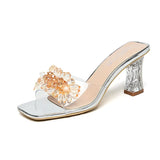 Slippers Women's Sandals Diamond Clear Crystal Thick Heels New Sandals And Slippers Fashionable For Women In The Summer Of