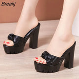 Summer Peep Toe Platform High Heels 10cm 13cm Slippers Black Gold Non-slip Women Wedding Shoes Designer Sandals
