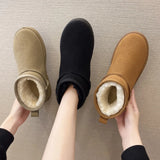 Boots Women's Short Tube Thickened Cotton Shoes Non-slip Winter New Shoes Student Women's Shoes 2023 Black