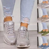 Women Casual Shoes 2023 New Fashion Wedge Flat Shoes Zipper Lace Up Comfortable Ladies Sneakers Female Vulcanized