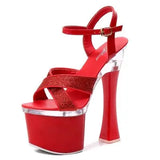 Female Steel Pipe Dance Shoes Sandals Women Glitter Fashion Sexy High Heels 17.5CM Platform Party Wedding Summer Women