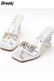 Slides Shoes Womens Slippers Outdoor Pantofle Heeled Mules Low Jelly 2023 High Thin Basic Rubber Crystal Sexy Rome