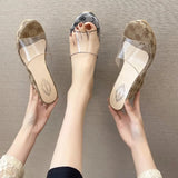 Women Summer Slippers Transparent Wedges Sandals High Heel Female Platform Shoes 2024 Trend Clogs Slides Trending Heels
