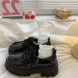 Leather Thick-Soled Love Shoes Women's 2024 New Muffin Lace Up Jk College British Style Small Leather Shoes Women's Singles
