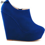 Autumn Winter Boots For Women Wedges Platform Flock Women's Ankle Fashion Short Boot Shoes