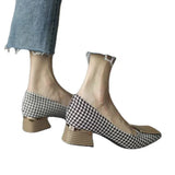 Temperament Women Shoes Spring Summer New Midheel Shallow Mouth Single Shoe Women Square Toe Wild Fairy Style Ladies