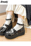High Heels Lolita Thick Sole Mary Jane Shoes Star Buckle Strap Mary Jane Ladies Designer Girls Rivets Casual Shoes