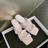 Spring And Summer New High-Heeled Simple Sandals Girls Wear Square Head Shit Feeling High-Heeled Sandals In