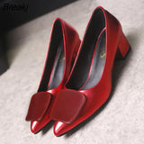 Ladies Pumps Fashion Square Heel Sexy High Heels Wedding Shoes Women Office Work Red Pumps Party Shoes Zapatillas